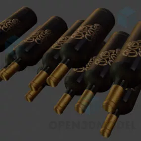 Set Wine Bottle Without Shelf 3d model