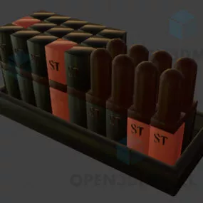 Cosmetic Lipsticks Stack In Tray 3d model
