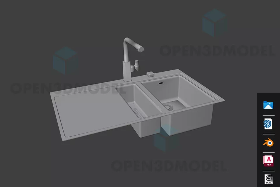 Metal Sink Low Poly 3d model