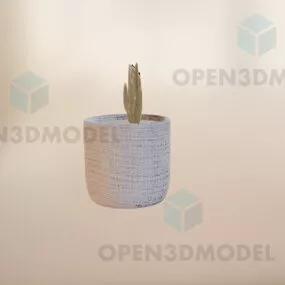 Small Cactus In Pot 3d model