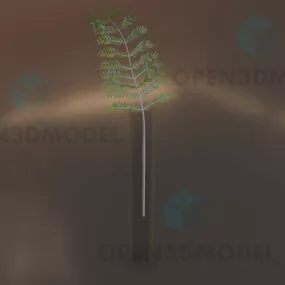 Small Green Plant Inside Glass Vase 3d model