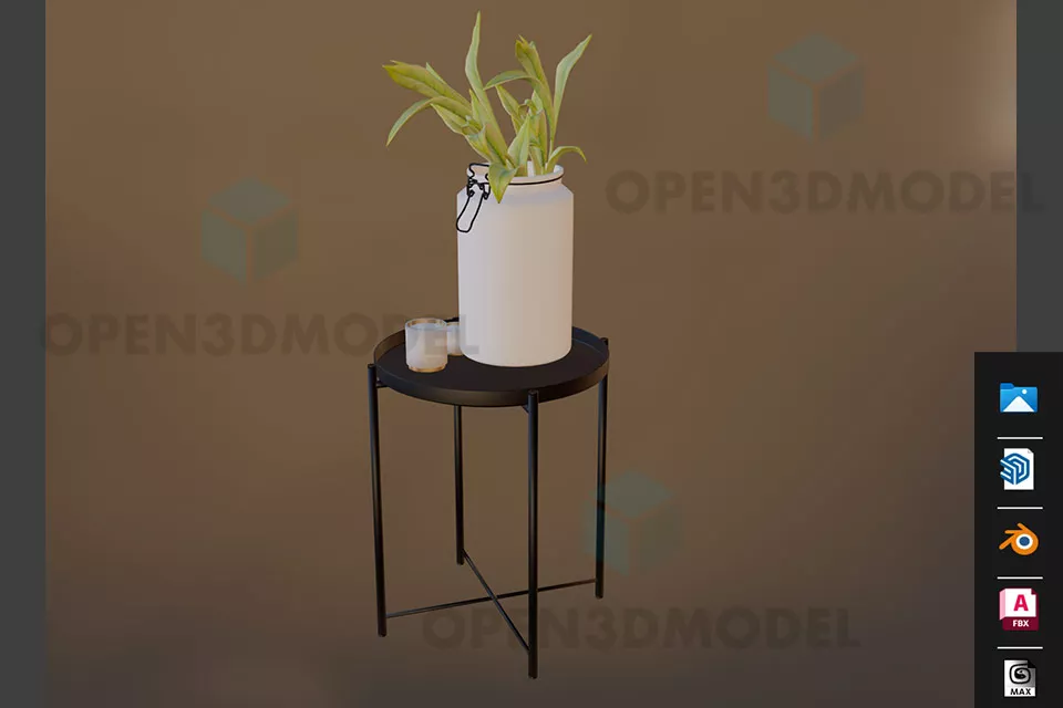 Modern Glass Table With Under Panel 3d model