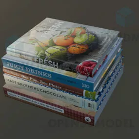 Stack Of Book, Fruit Book 3d model