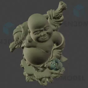 Statue Laughing Buddha Figurine Decoration 3d model