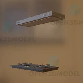 Black Glass Stove With Kitchen Hood Bosch 3d model