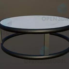 Round Table With Marble Top Metal Base 3d model
