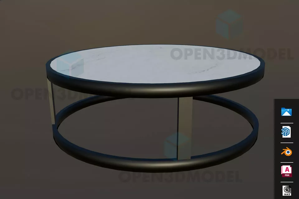 Square Walnut Table Simple Style 3d model