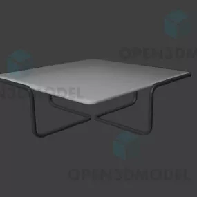 Square Table, Metal Tube Leg Table 3d model