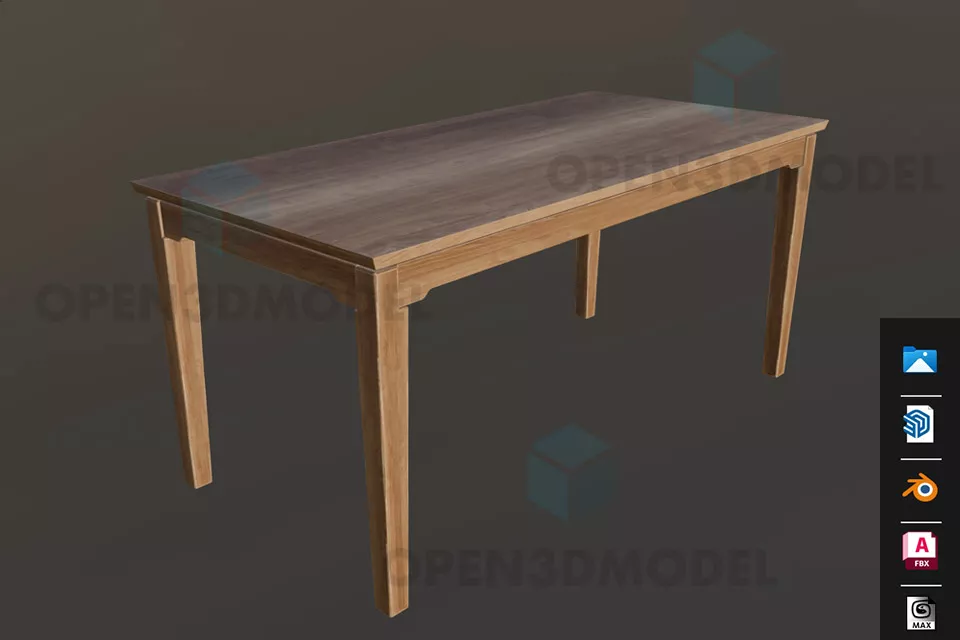 Brown Table Simple Shape Furniture 3d model