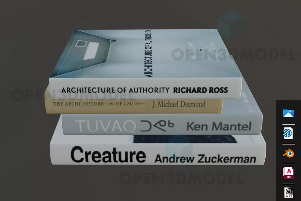 Three Books Stacked 3d model Three Books Stacked 3d model
