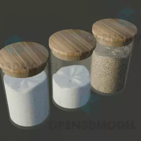 Salt Jar With Wooden Lids 3d model