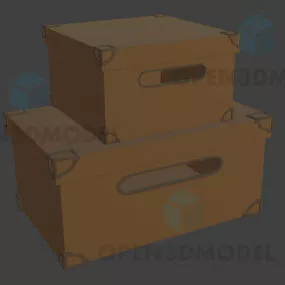 Two Cardboard Boxes Stacked 3d model