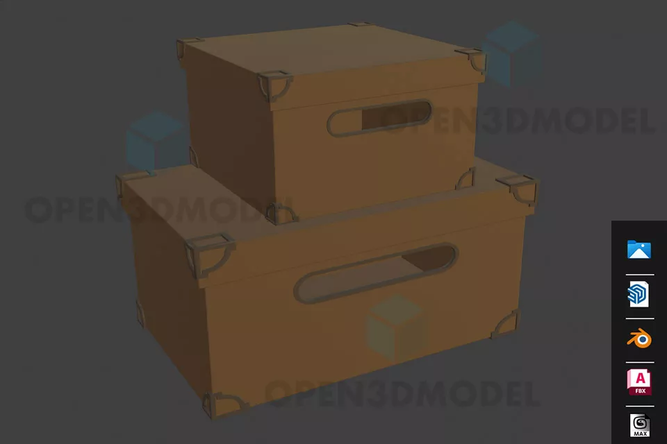 Two Cardboard Boxes Stacked 3d model Two Cardboard Boxes Stacked 3d model