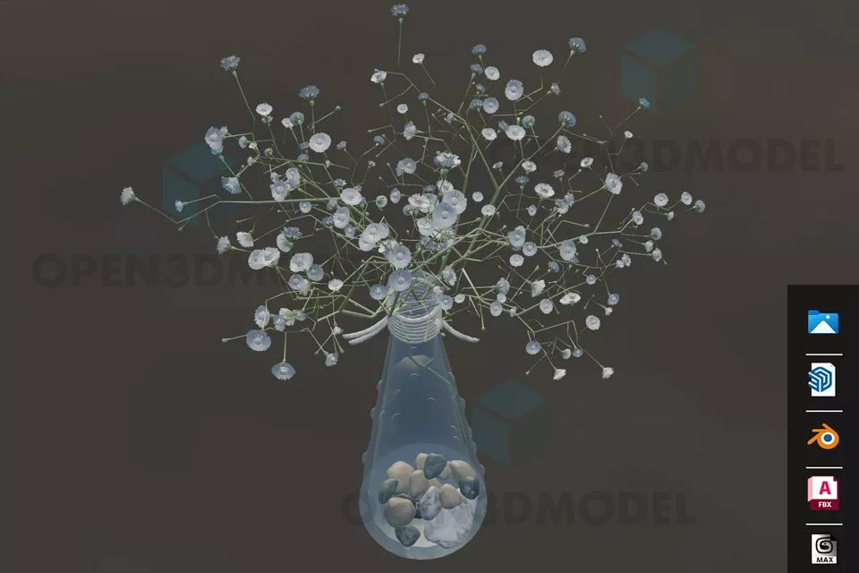 Glass Vase With Tiny Flower Free 3d Model - .3ds, .Blend, .Fbx, .Max ...