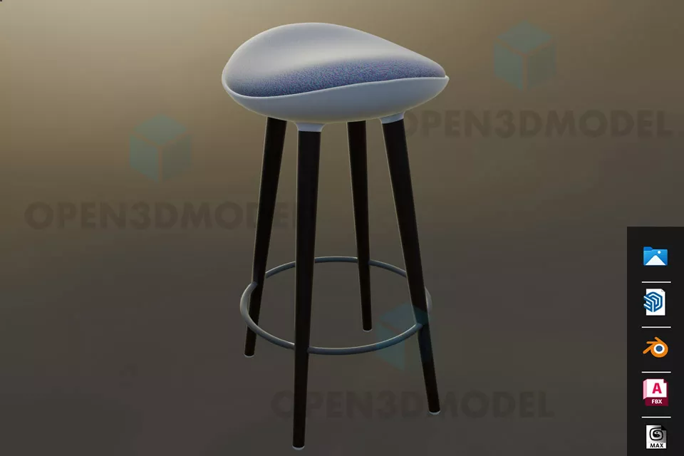 Simple Plastic Stool Chair 3d model