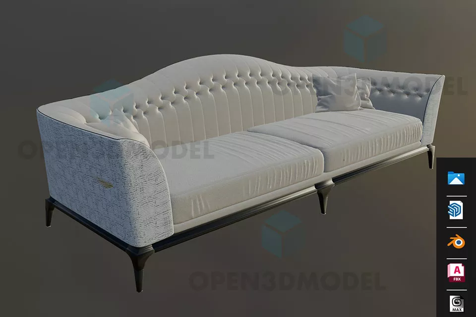 Smooth Sofa Red Leather 3d model