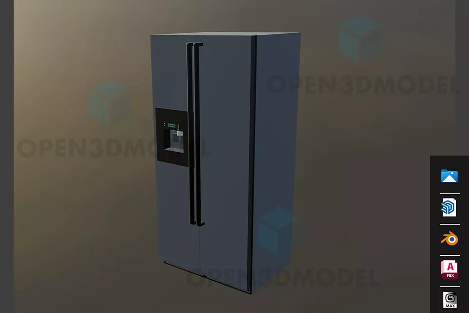 Grey Refrigerator Freezer With Quick Ice 3d model Grey Refrigerator Freezer With Quick Ice 3d model