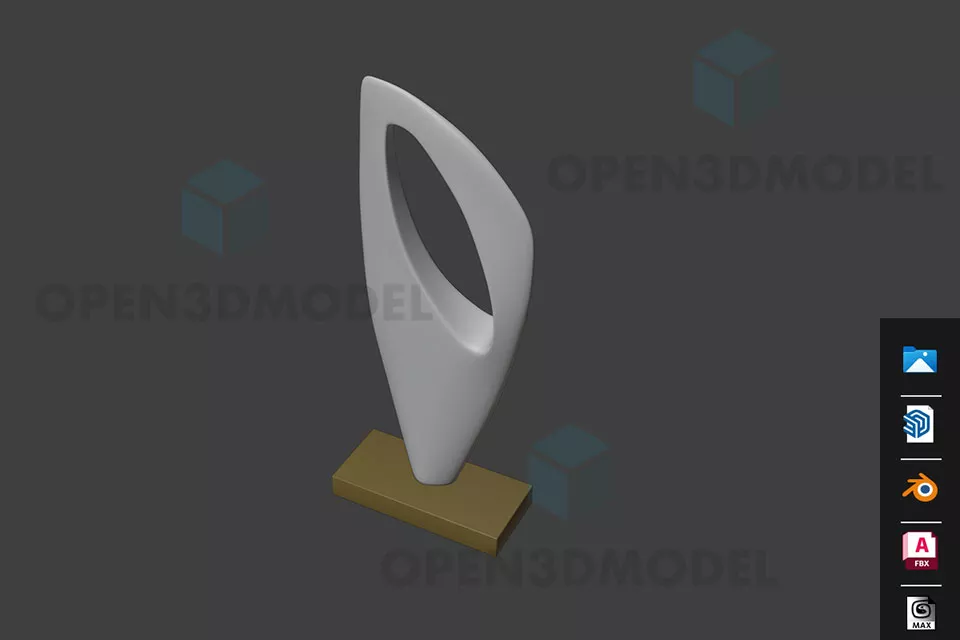 Art Vase Sculpture On Wood Stand 3d model Art Vase Sculpture On Wood Stand 3d model