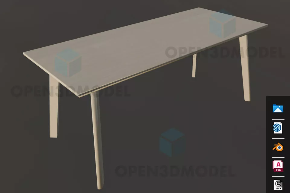 Bedside Table With Curved Side Panel 3d model