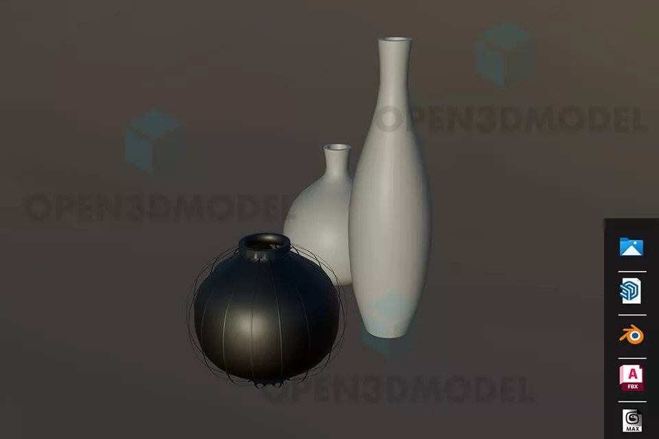 White Vase, Black Bowl, Tableware Decoration 3d model White Vase, Black Bowl, Tableware Decoration 3d model