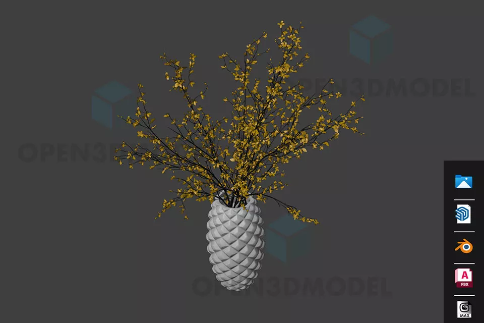 Lattice Vase With Yellow Flower 3d model Lattice Vase With Yellow Flower 3d model