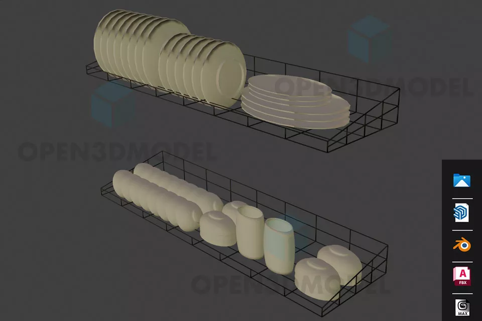 Office Curved Reception Red Wood 3d model