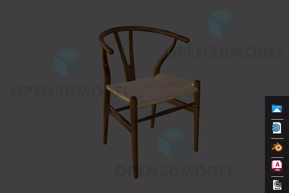 Simple Restaurant Chair With Cloth Covered 3d model