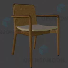 Wooden Chair With Leather Seat 3d model