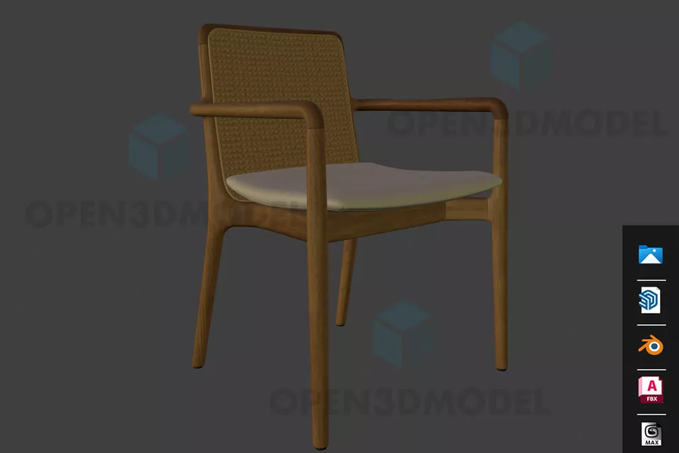Armchair Upholstered With Wooden Frame Base 3d model