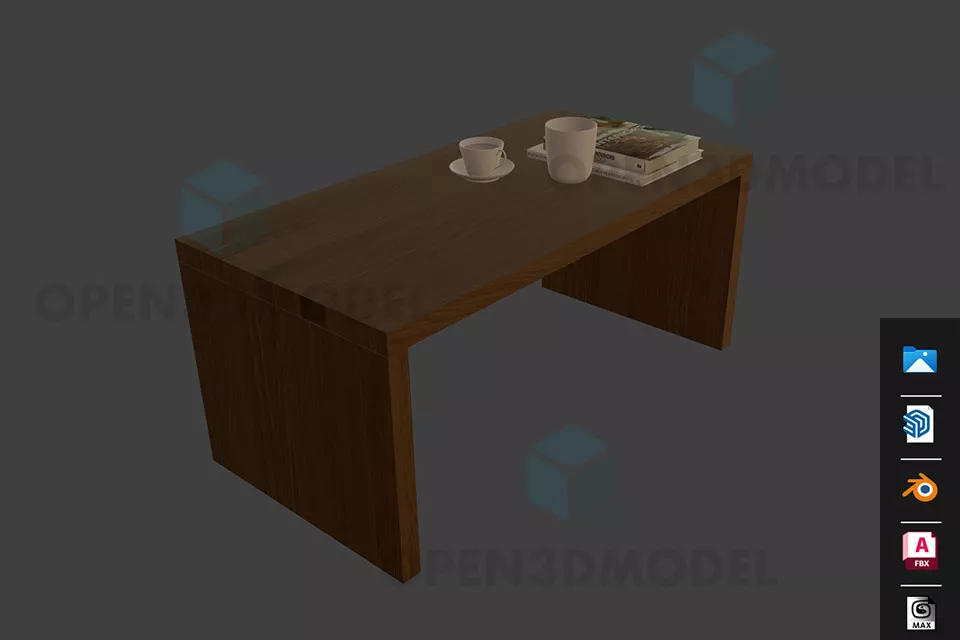 Coffee Table With Side Frame 3d model
