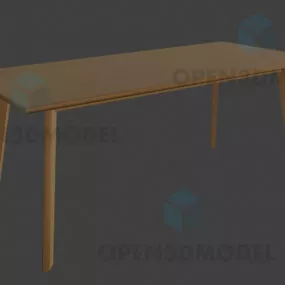 Wooden Table With Glass Top 3d model