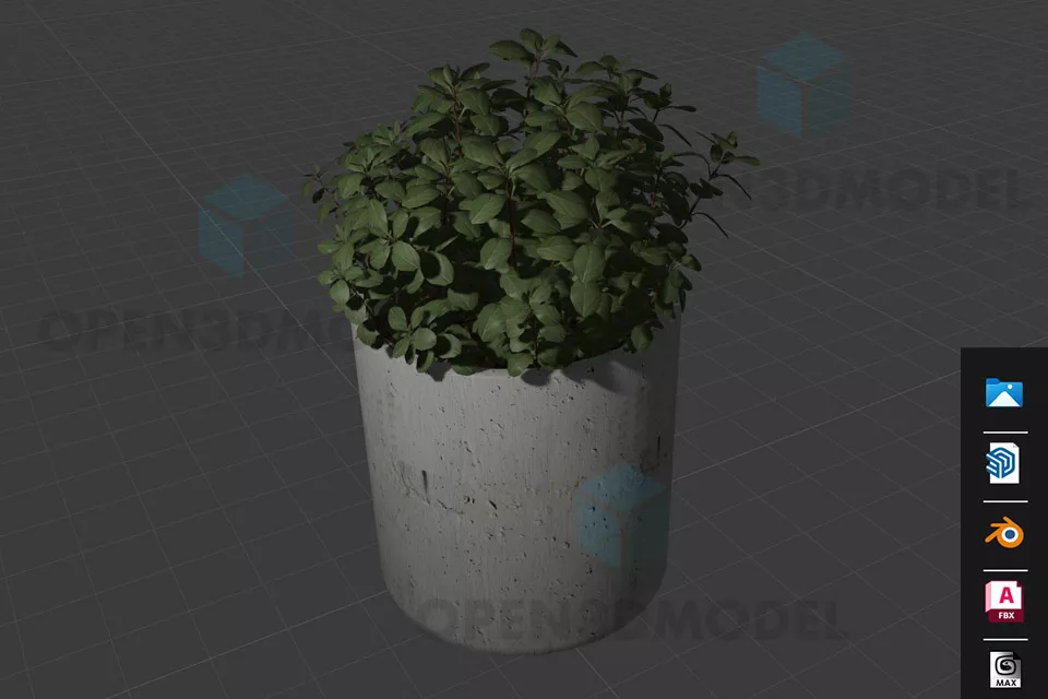 Potted Plant In Concrete Pot 3d model Potted Plant In Concrete Pot 3d model
