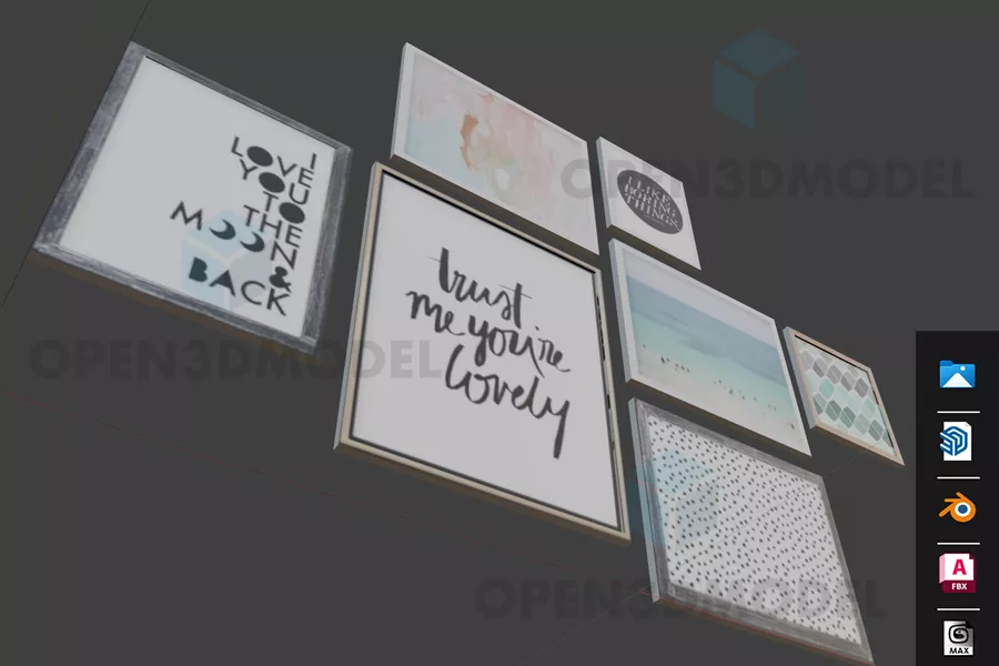 Pictures Frame Hang On Wall 3d model