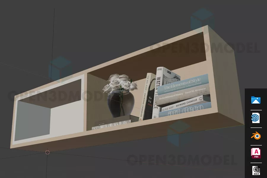 Simple Shelf With Books And Glass Vase Inside 3d model Simple Shelf With Books And Glass Vase Inside 3d model
