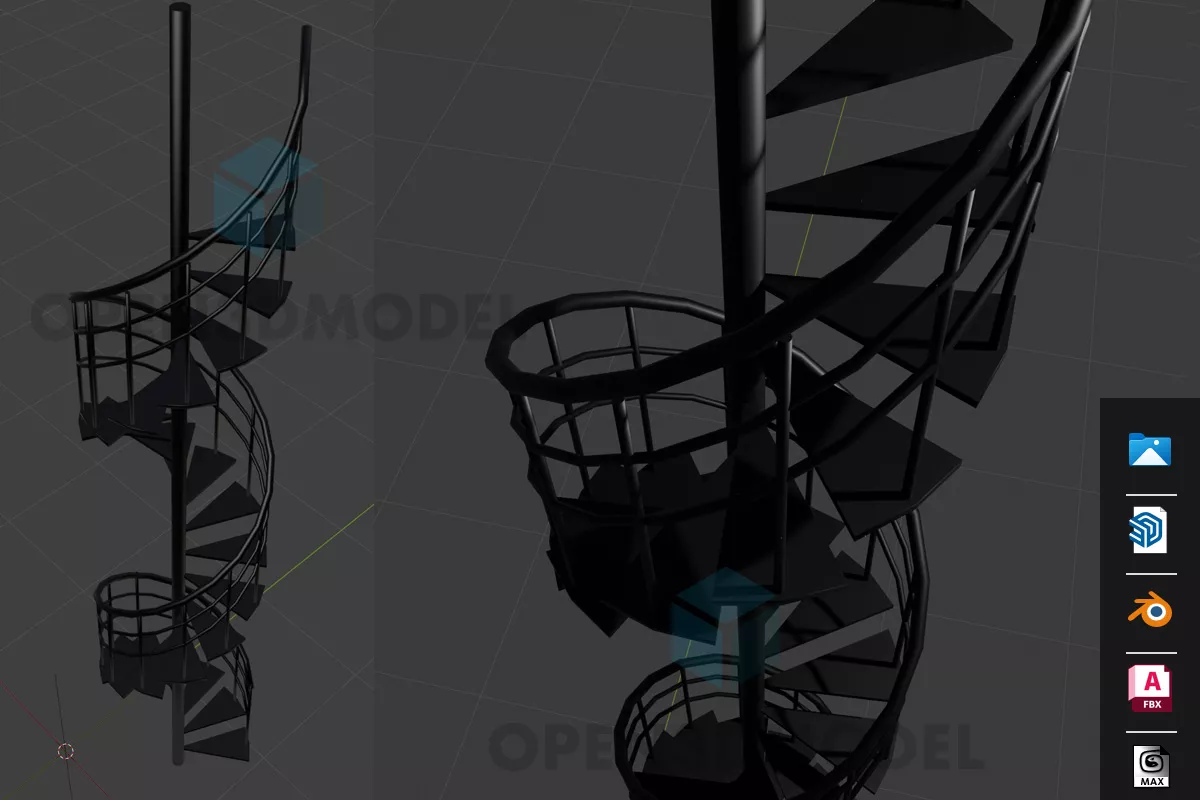 Straight Staircase Equipment With Handrail 3d model