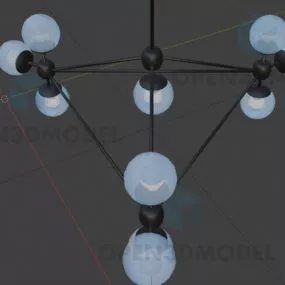 Triangle Chandelier With Set Of Light Bulbs 3d model