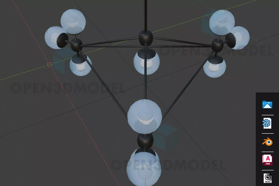 Triangle Chandelier With Set Of Light Bulbs 3d model Triangle Chandelier With Set Of Light Bulbs 3d model