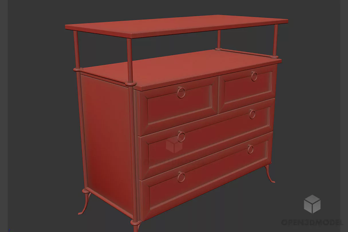 Wood Locker With Drawers 3d model Wood Locker With Drawers 3d model