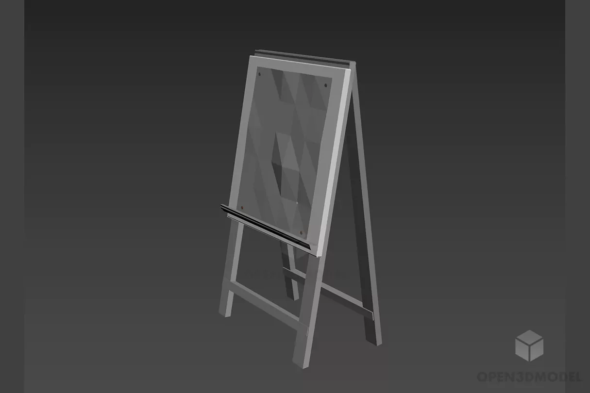 Wooden Easel Ikea With Blackboard 3d model