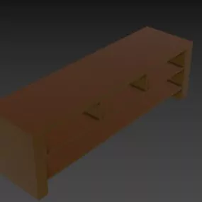 Houten rek met gladde randen en lades 3D-model