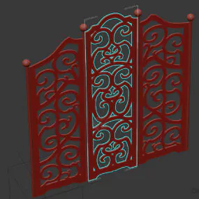 Boutique Iron Screen With Floral Decoration 3d model