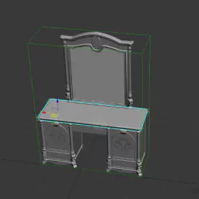 Antique Red Wood Dressing Table 3d model