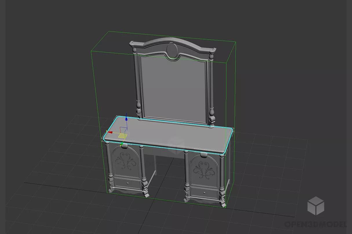Simple Dressing Table With Small Folding Able Mirror 3d model