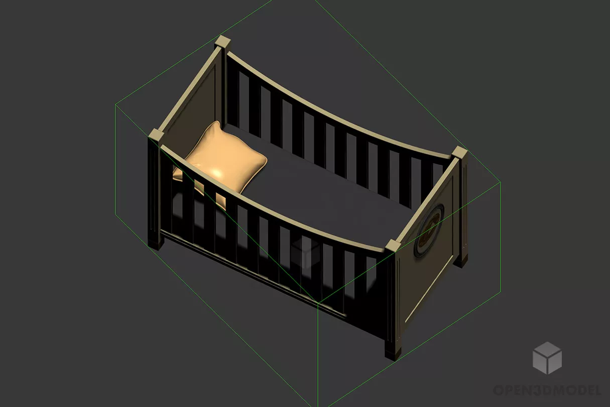 Double Bed With Decorative Carved Frame 3d model