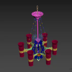 Antique Crystal Chandelier With Brass Stand 3d model