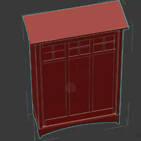 Wooden Cabinet Furniture With Glass Door 3d model