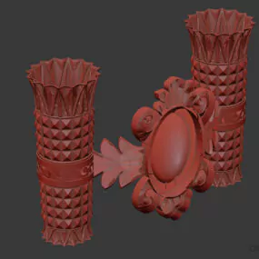 Antique Glass Sconce Lamp, Bronze Stand 3d model