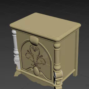 White Bedside Table Antique Style 3d model