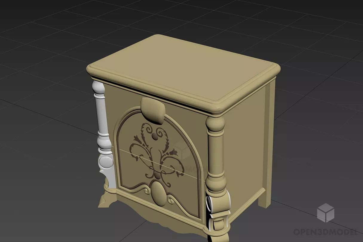 White Bedside Table Antique Style 3d model White Bedside Table Antique Style 3d model