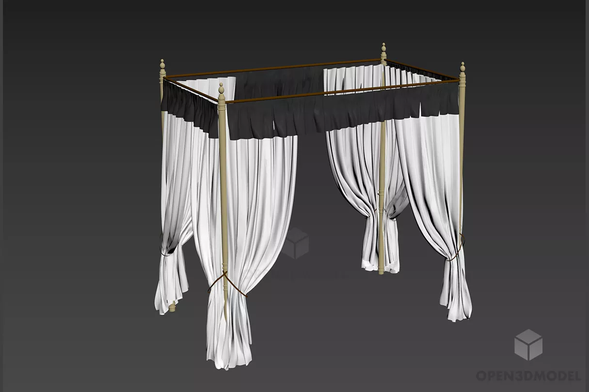 Poster Bed With Curtain 3d model Poster Bed With Curtain 3d model